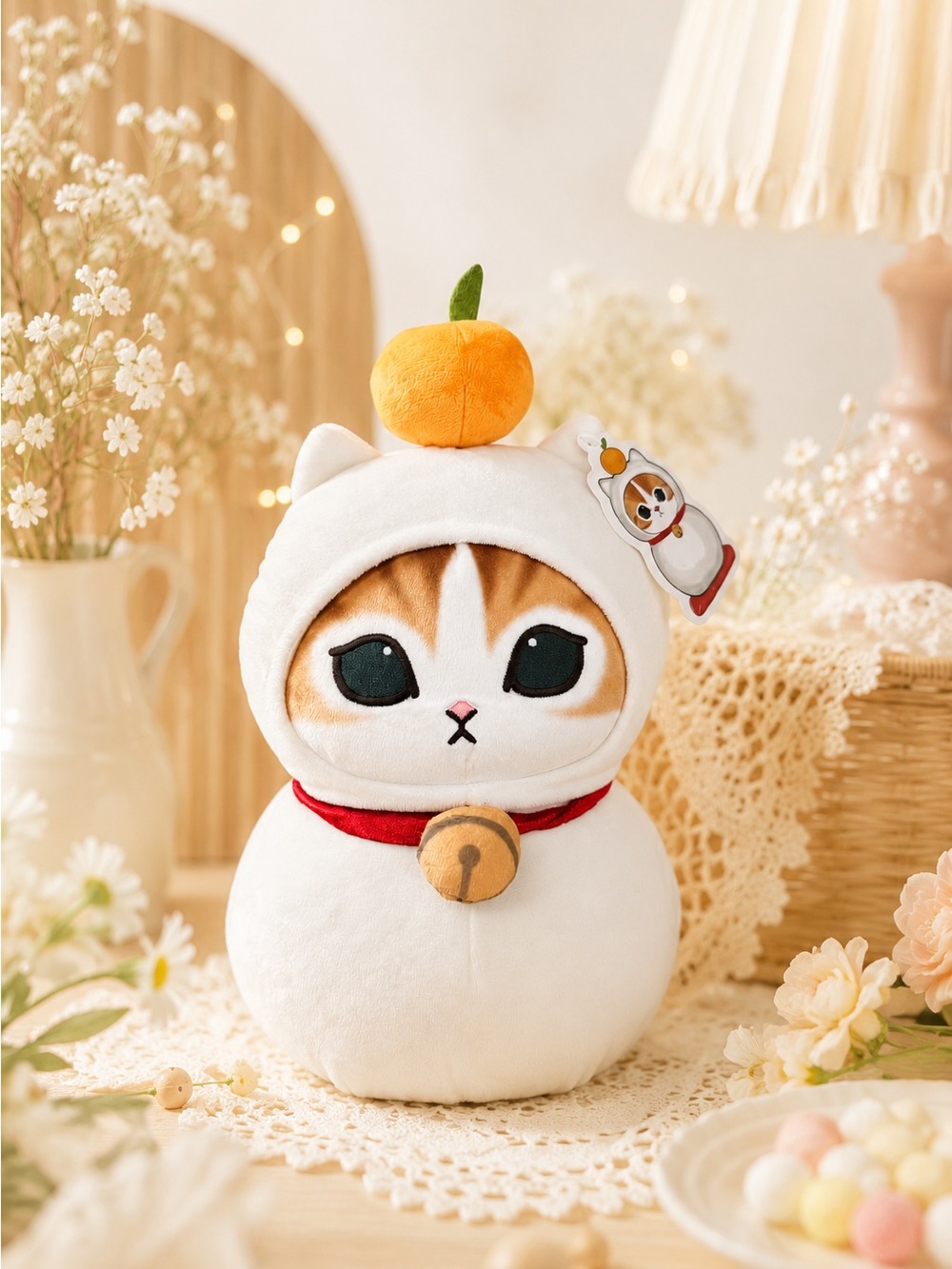 Mofusand Kagami Mochi Big Plush Cat 13” Orange Japanese Kawaii